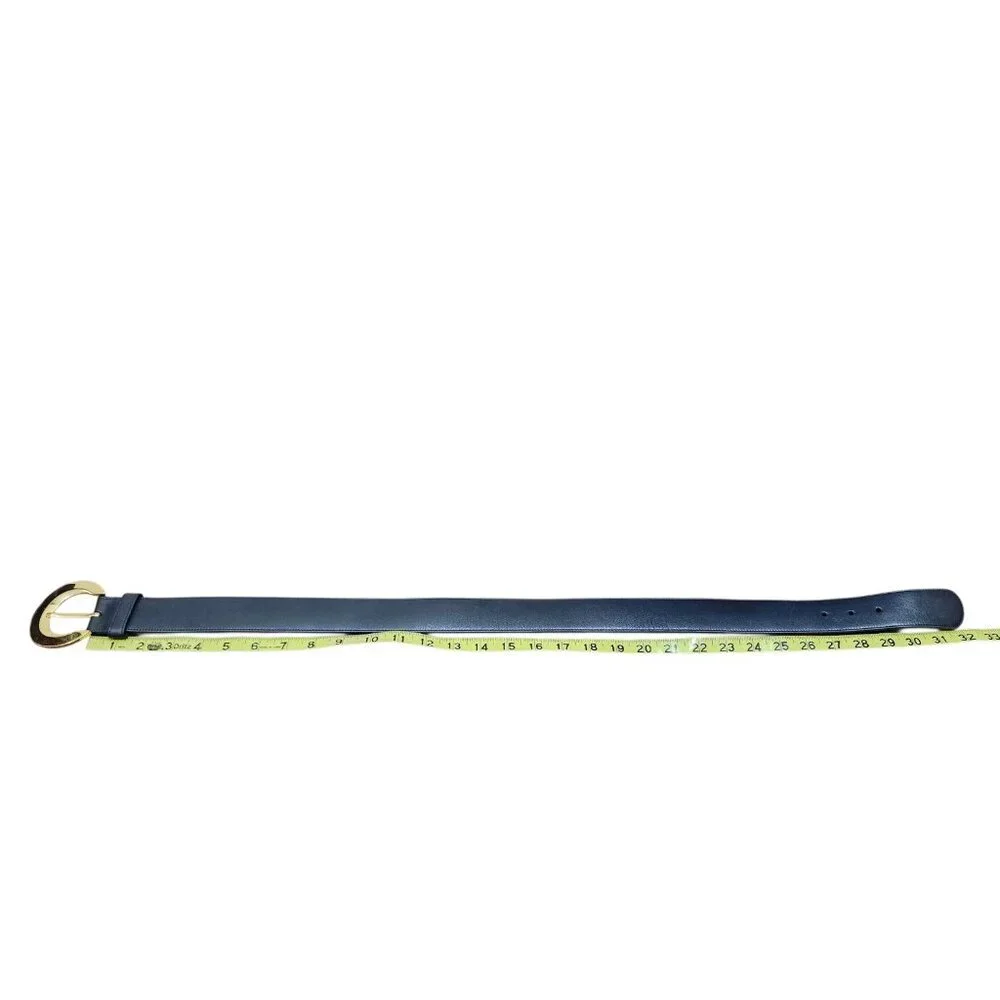 Givenchy Blue Leather Belt Gold G Buckle Designer Statement made in France 40 - Picture 7 of 8